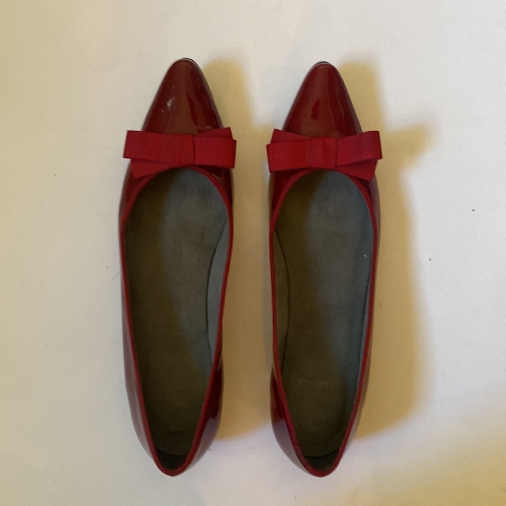 Stuart Weitzman Red Flats With Bow - image 4